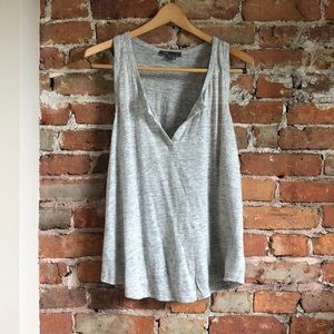 Vince. grey linen low cut v-neck tank